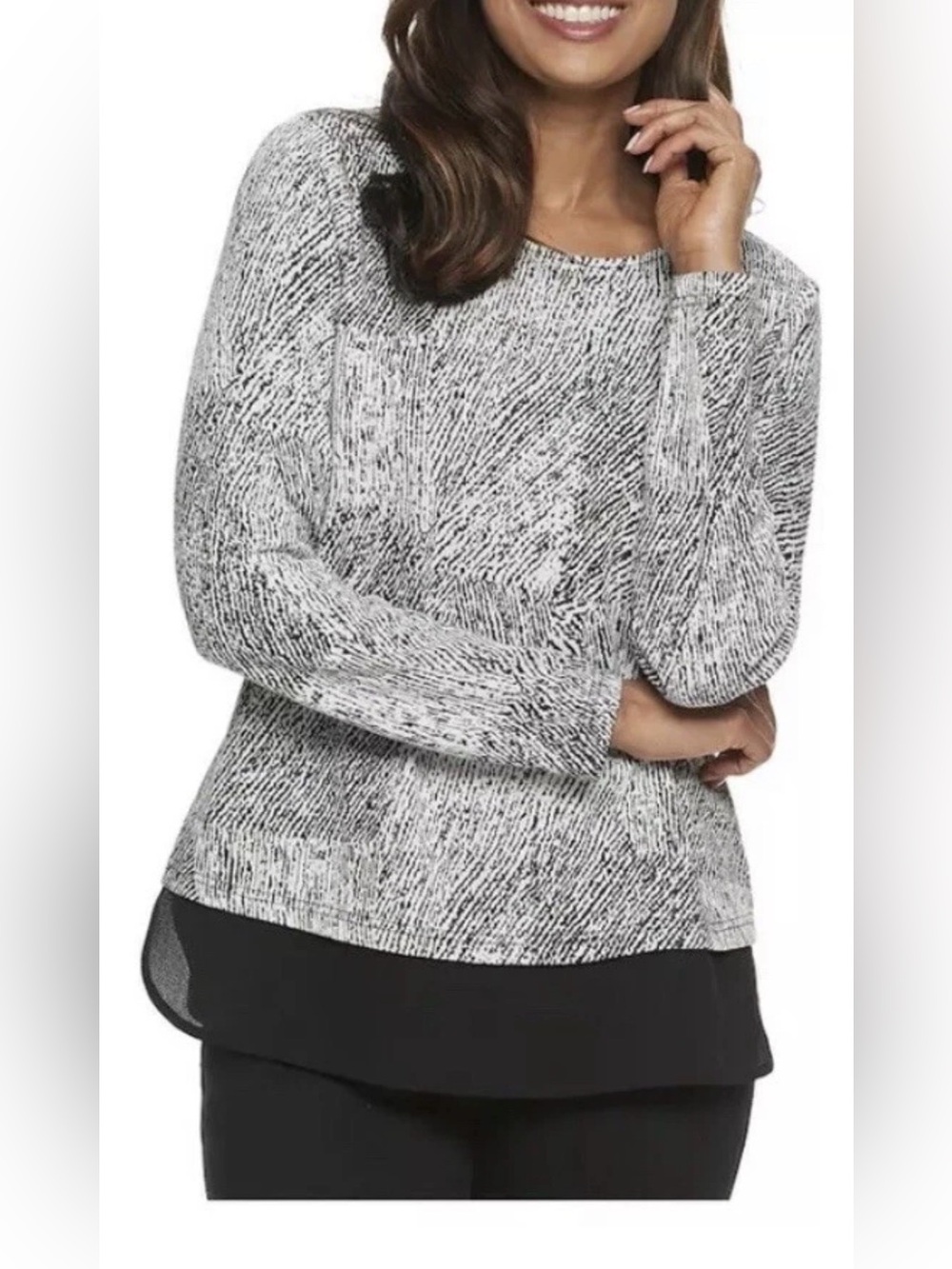 Womens Large Croft & Barrow Long Sleeve Top Shirt NWT $40 Mock Layered Textured